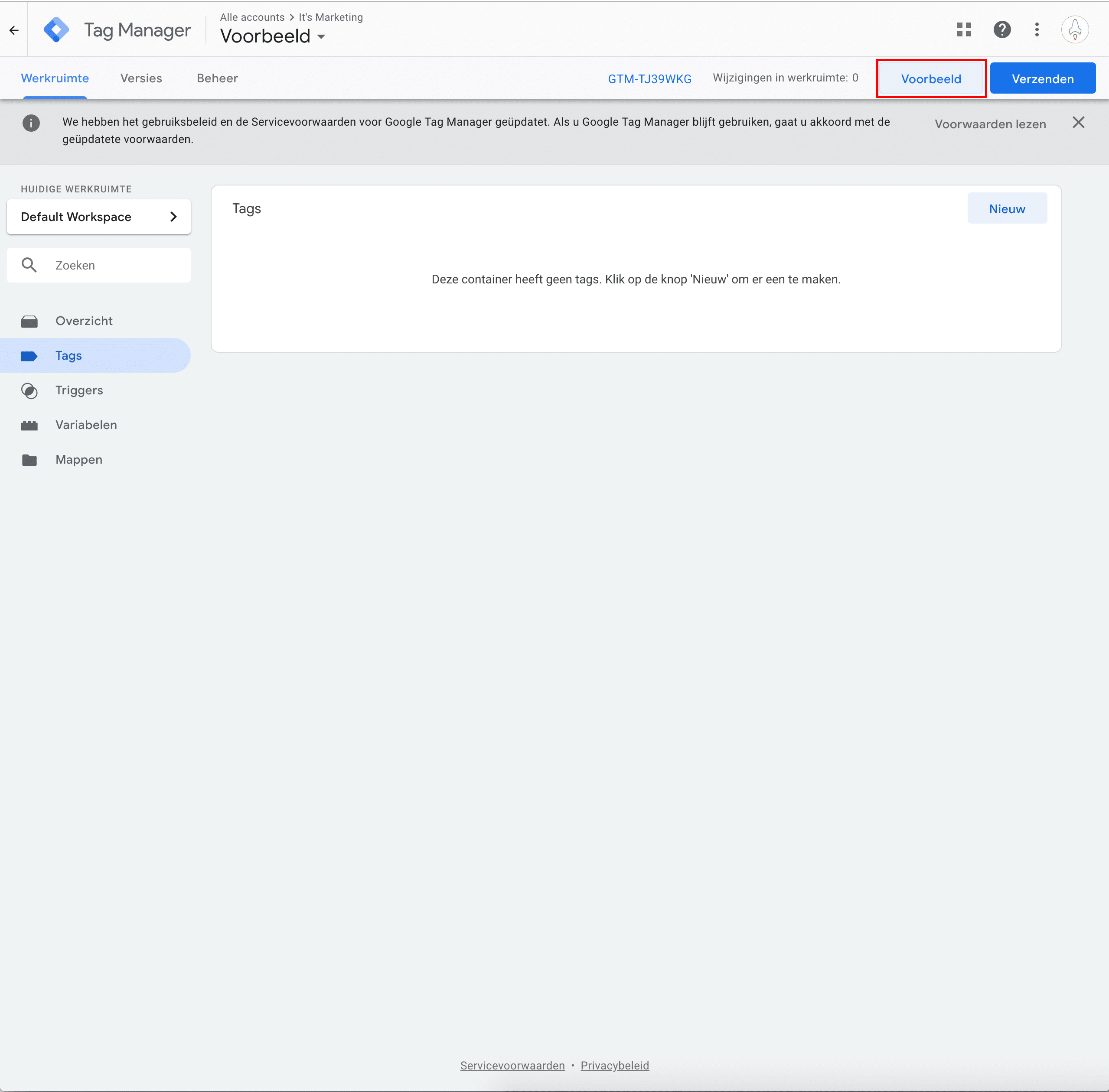 Google Tag Manager selecteren